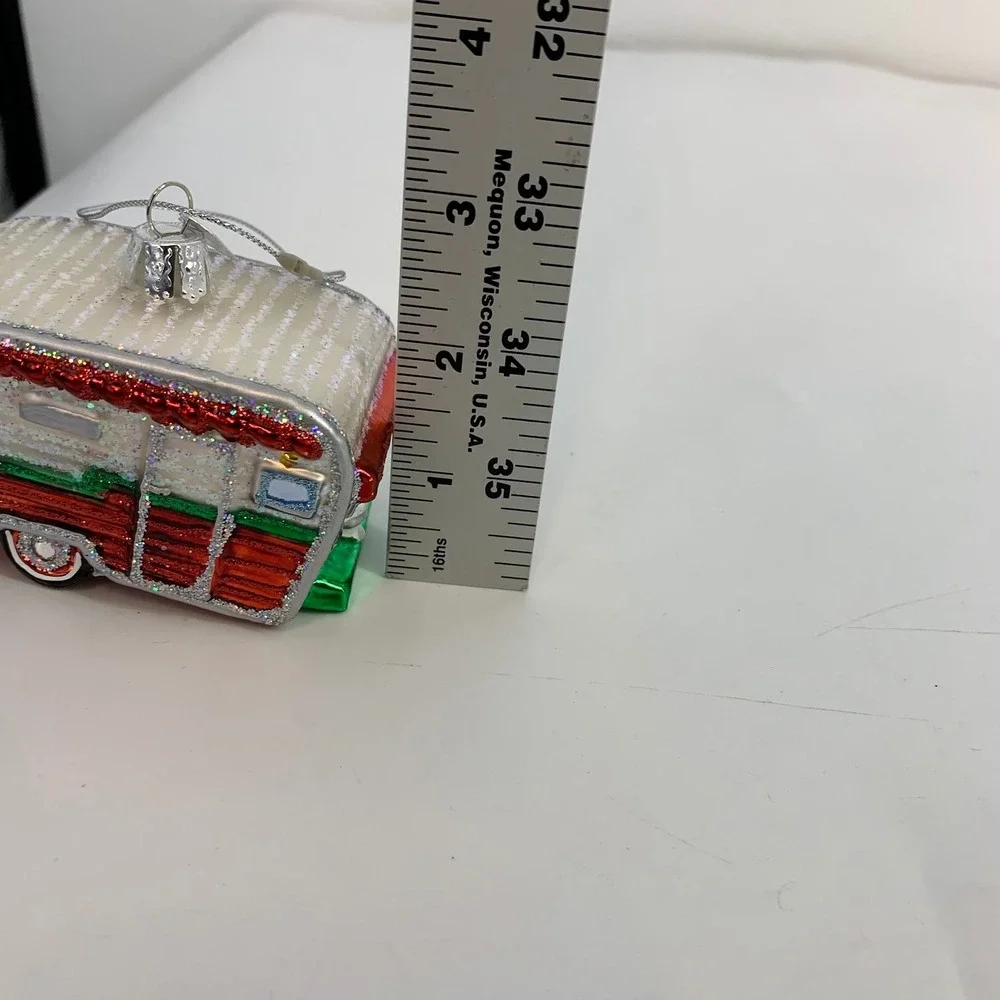 Old World Christmas Travel‎ Trailer Camper RV Ornament Red Green White